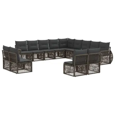 vidaXL Vrtna sedežna garnitura 13 pcs Siva in temno siva poli ratan