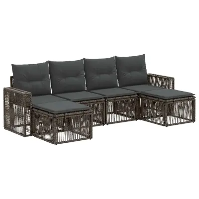 vidaXL Vrtna sedežna garnitura 6 pcs Siva in temno siva poli ratan