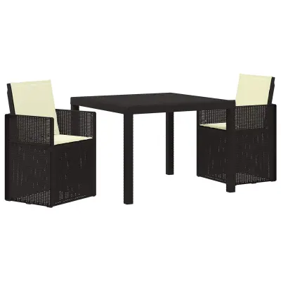 vidaXL Komplet za jedilnico v vrtu z blazino 3 pcs Antracit in krem PP