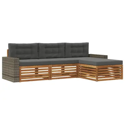 vidaXL Zunanja garnitura za sedenje 4 pcs Naravna in antracitna