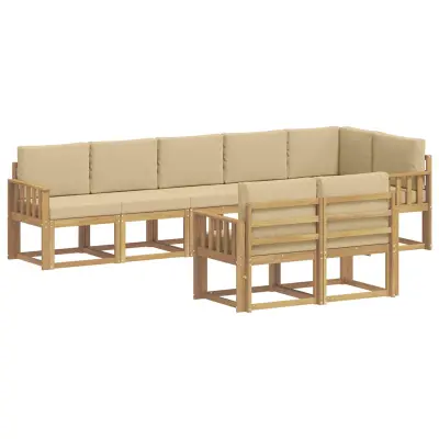 vidaXL Zunanja garnitura za sedenje 8 pcs Bela in bež Poliester
