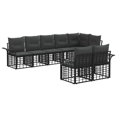 vidaXL Zunanja garnitura za sedenje 8 pcs Črna in Temno siva