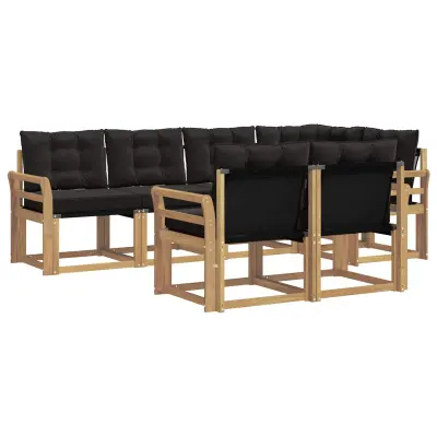 vidaXL Zunanja garnitura za sedenje z blazino 7 pcs Bela in črna
