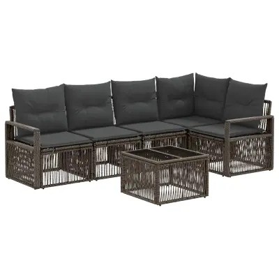 vidaXL Vrtna sedežna garnitura 6 pcs Siva poli ratan