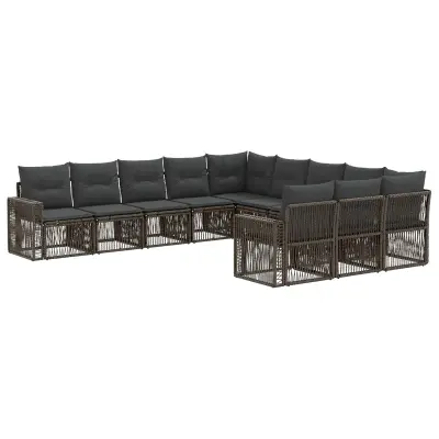 vidaXL Vrtna sedežna garnitura 11 pcs Siva in temno siva poli ratan