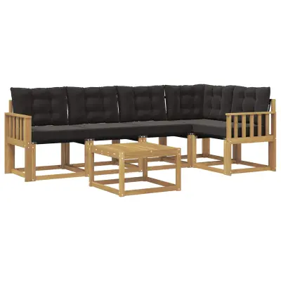 vidaXL Zunanja garnitura za sedenje z blazino 6 pcs Bela in črna