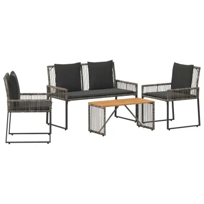 vidaXL Zunanji pohištveni set 9 pcs Siva in temno siva poli ratan