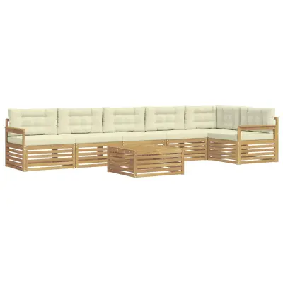 vidaXL Zunanja garnitura za sedenje z blazino 7 pcs Bela in krem