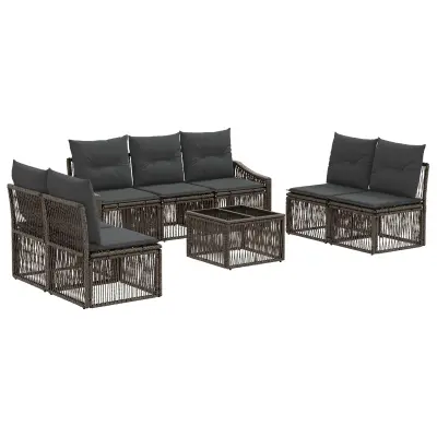 vidaXL Vrtna sedežna garnitura 8 pcs Siva poli ratan