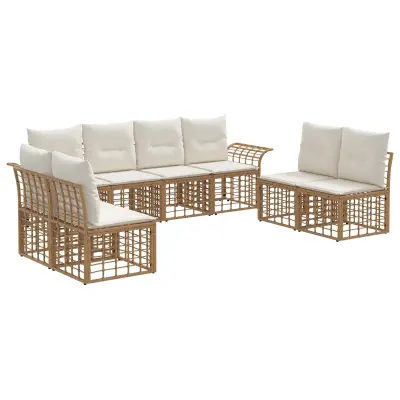vidaXL Zunanja garnitura za sedenje 8 pcs Naravna in krem bela