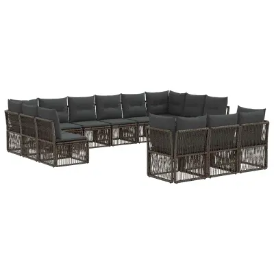 vidaXL Vrtna sedežna garnitura 13 pcs Siva poli ratan
