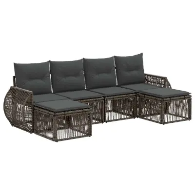 vidaXL Vrtna sedežna garnitura 6 pcs Siva in temno siva poli ratan