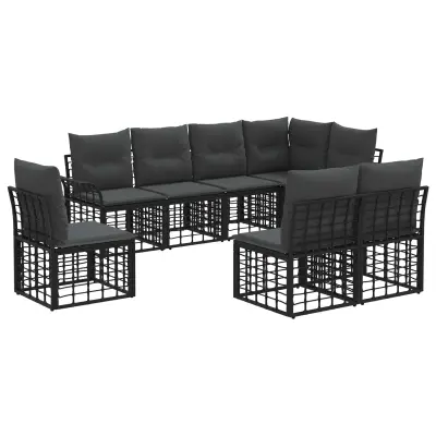vidaXL Zunanja garnitura za sedenje 8 pcs Črna in Temno siva Poliester