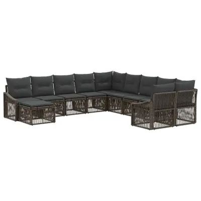vidaXL Vrtna sedežna garnitura 11 pcs Siva poli ratan