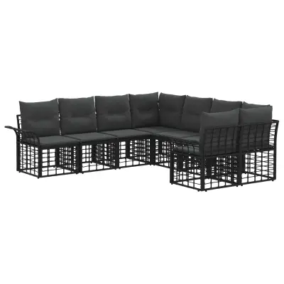 vidaXL Zunanja garnitura za sedenje 8 pcs Črna in Temno siva Poliester