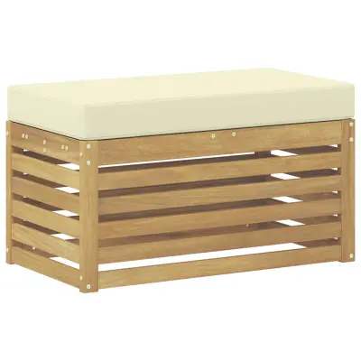 vidaXL Zunanji stolček klop Bela 80 x 43 x 45 cm Masiven les akacije
