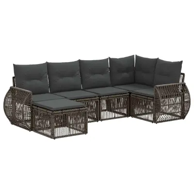 vidaXL Vrtna sedežna garnitura 6 pcs Siva in temno siva poli ratan
