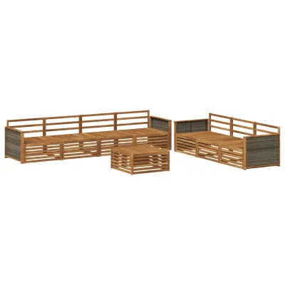 vidaXL Zunanja garnitura za sedenje 8 pcs Naravna Masiven les akacije
