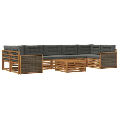 vidaXL Zunanja garnitura za sedenje 8 pcs Naravna in antracitna