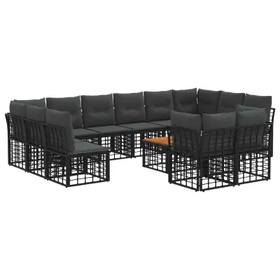 vidaXL Zunanja garnitura za sedenje 13 pcs Črna in Temno siva