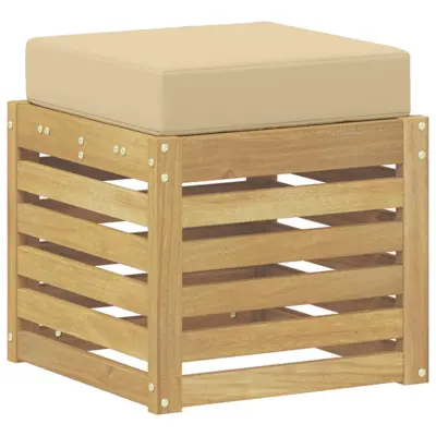 vidaXL Zunanji stolček klop Bela 43 x 43 x 45 cm Masiven les akacije