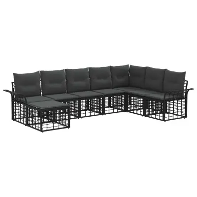 vidaXL Zunanja garnitura za sedenje 8 pcs Črna in Temno siva Poliester
