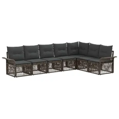 vidaXL Vrtna sedežna garnitura 7 pcs Siva poli ratan