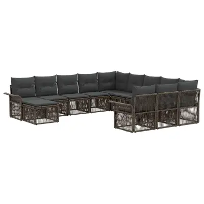 vidaXL Vrtna sedežna garnitura 12 pcs Siva in temno siva poli ratan