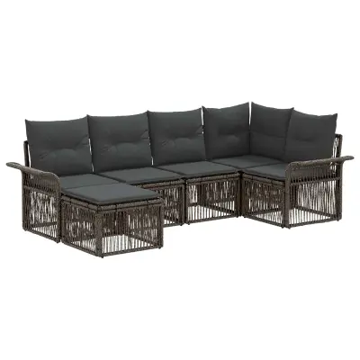 vidaXL Vrtna sedežna garnitura 6 pcs Siva poli ratan
