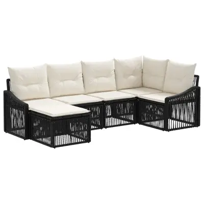 vidaXL Vrtna sedežna garnitura 6 pcs Črna poli ratan