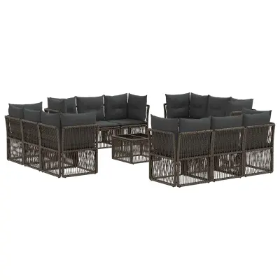 vidaXL Vrtna sedežna garnitura 13 pcs Siva poli ratan
