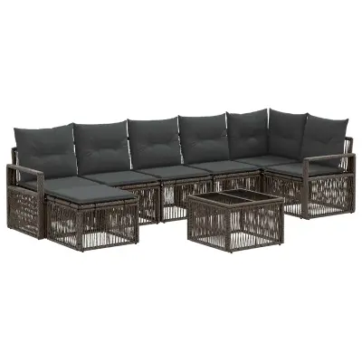 vidaXL Vrtna sedežna garnitura 8 pcs Siva poli ratan
