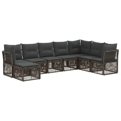 vidaXL Vrtna sedežna garnitura 8 pcs Siva poli ratan