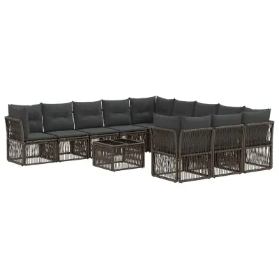 vidaXL Vrtna sedežna garnitura 12 pcs Siva poli ratan