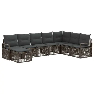 vidaXL Vrtna sedežna garnitura 8 pcs Siva poli ratan
