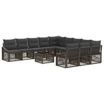 vidaXL Vrtna sedežna garnitura 12 pcs Siva poli ratan