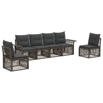 vidaXL Vrtna sedežna garnitura 6 pcs Siva poli ratan