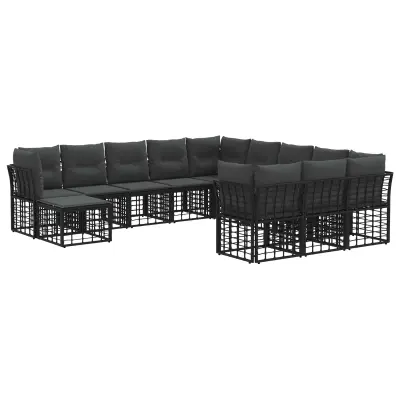vidaXL Zunanja garnitura za sedenje 12 pcs Črna in Temno siva