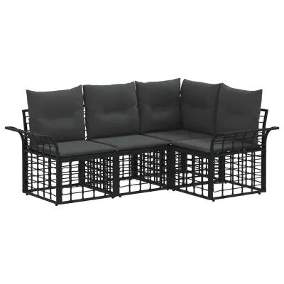 vidaXL Zunanja garnitura za sedenje 4 pcs Črna in Temno siva Poliester