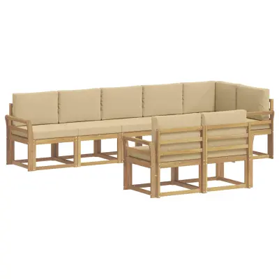 vidaXL Zunanja garnitura za sedenje 8 pcs Bela in bež Poliester