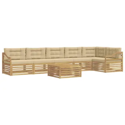 vidaXL Zunanja garnitura za sedenje 7 pcs Bela in bež Poliester