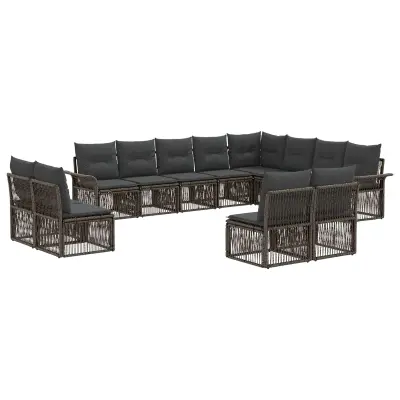 vidaXL Vrtna sedežna garnitura 12 pcs Siva poli ratan