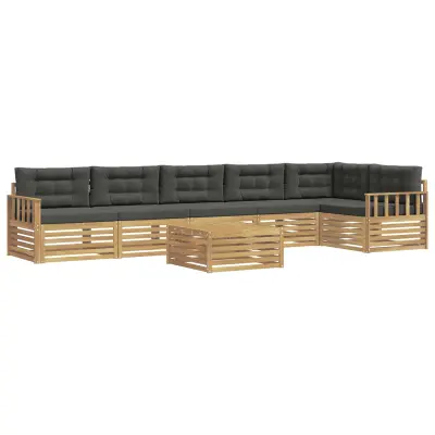 vidaXL Zunanja garnitura za sedenje z blazino 7 pcs Bela in antracit