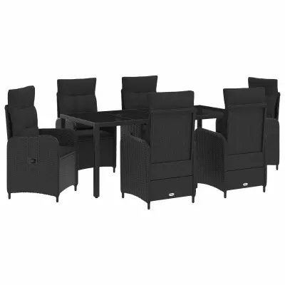 vidaXL Zunanja jedilnica 7 pcs PE ratan in prašno premazano jeklo