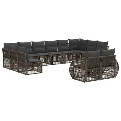 vidaXL Vrtna sedežna garnitura 12 pcs Siva in temno siva poli ratan