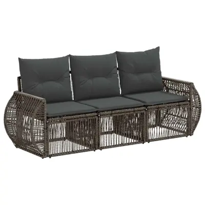 vidaXL Vrtna sedežna garnitura 3 pcs Siva in temno siva poli ratan
