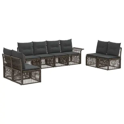 vidaXL Vrtna sedežna garnitura 8 pcs Siva poli ratan