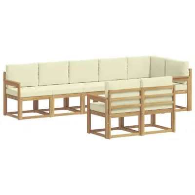vidaXL Zunanja garnitura za sedenje 8 pcs Bela in krem Poliester