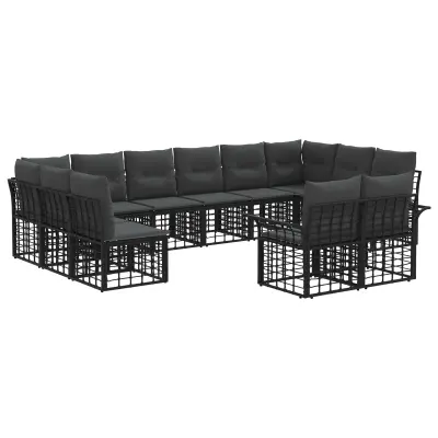 vidaXL Zunanja garnitura za sedenje 12 pcs Črna in Temno siva