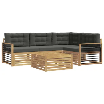 vidaXL Zunanja garnitura za sedenje 6 pcs Bela in antracit Poliester